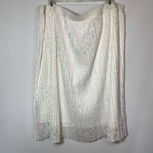 Maurices Womens Fully Lined Elastic Waistband Pleated Lace Jute Skirt White XXL